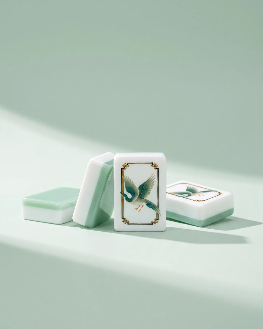 Elegant Crane Mahjong Set: four tiles from the set