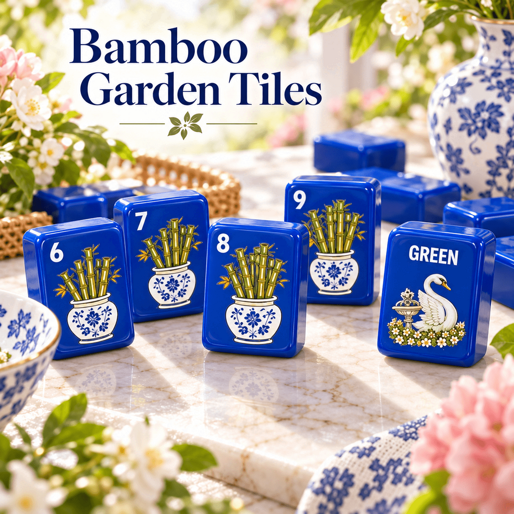 Cobalt Garden Mahjong Set, detail 7