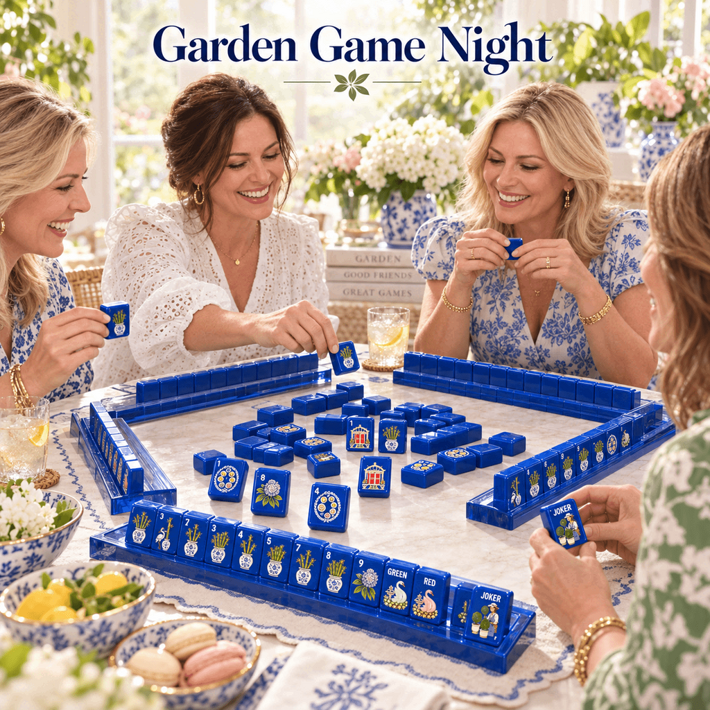 Cobalt Garden Mahjong Set, detail 8