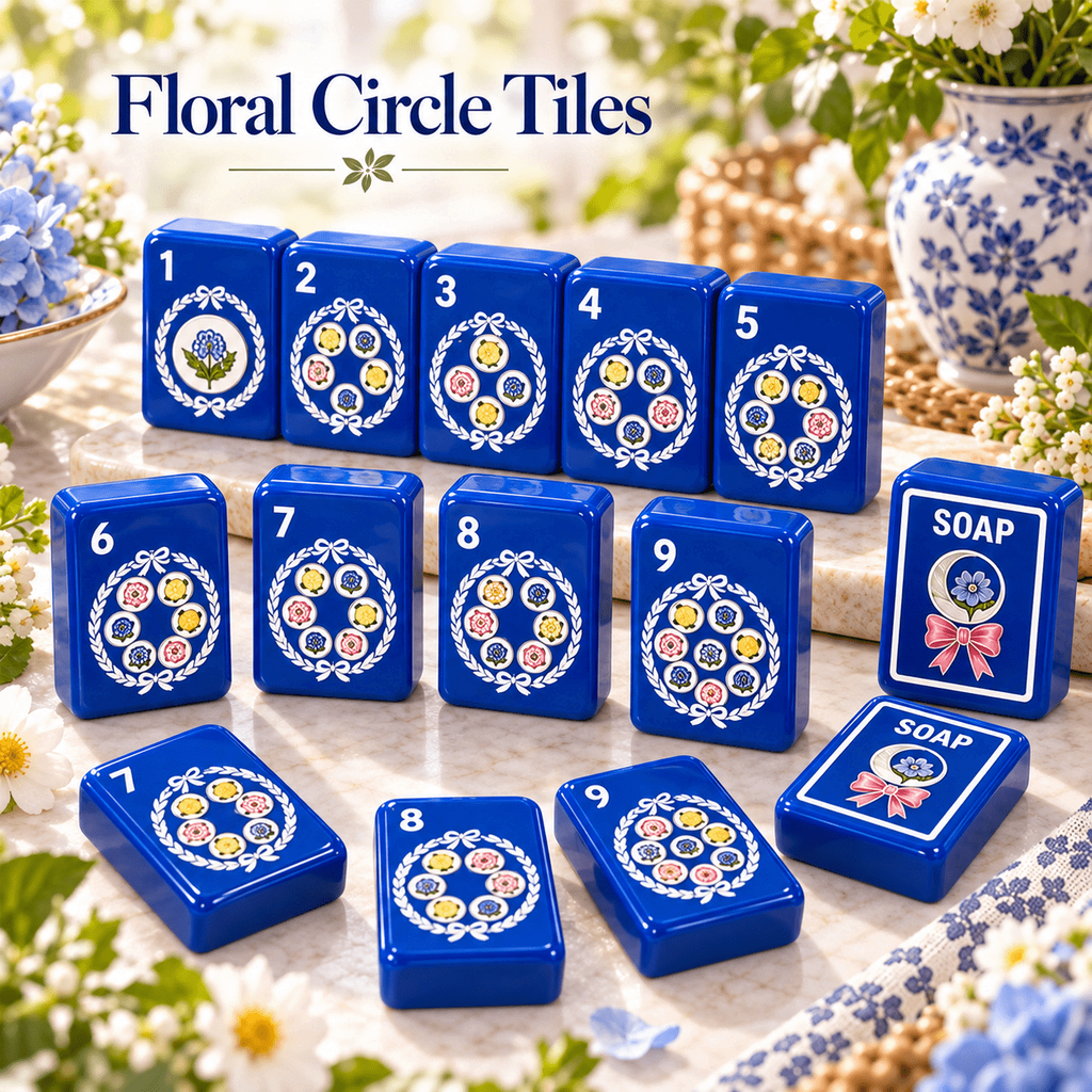 Cobalt Garden Mahjong Set, detail 5