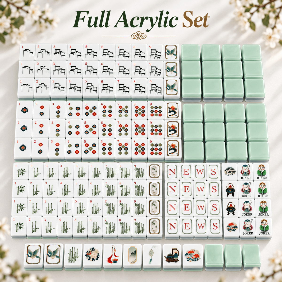 Elegant Crane Mahjong Set, detail 1