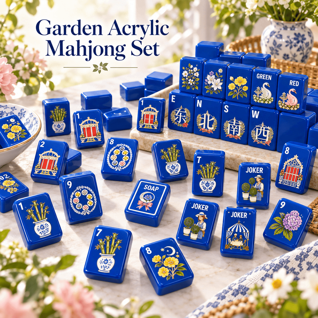 Cobalt Garden Mahjong Set, detail 9