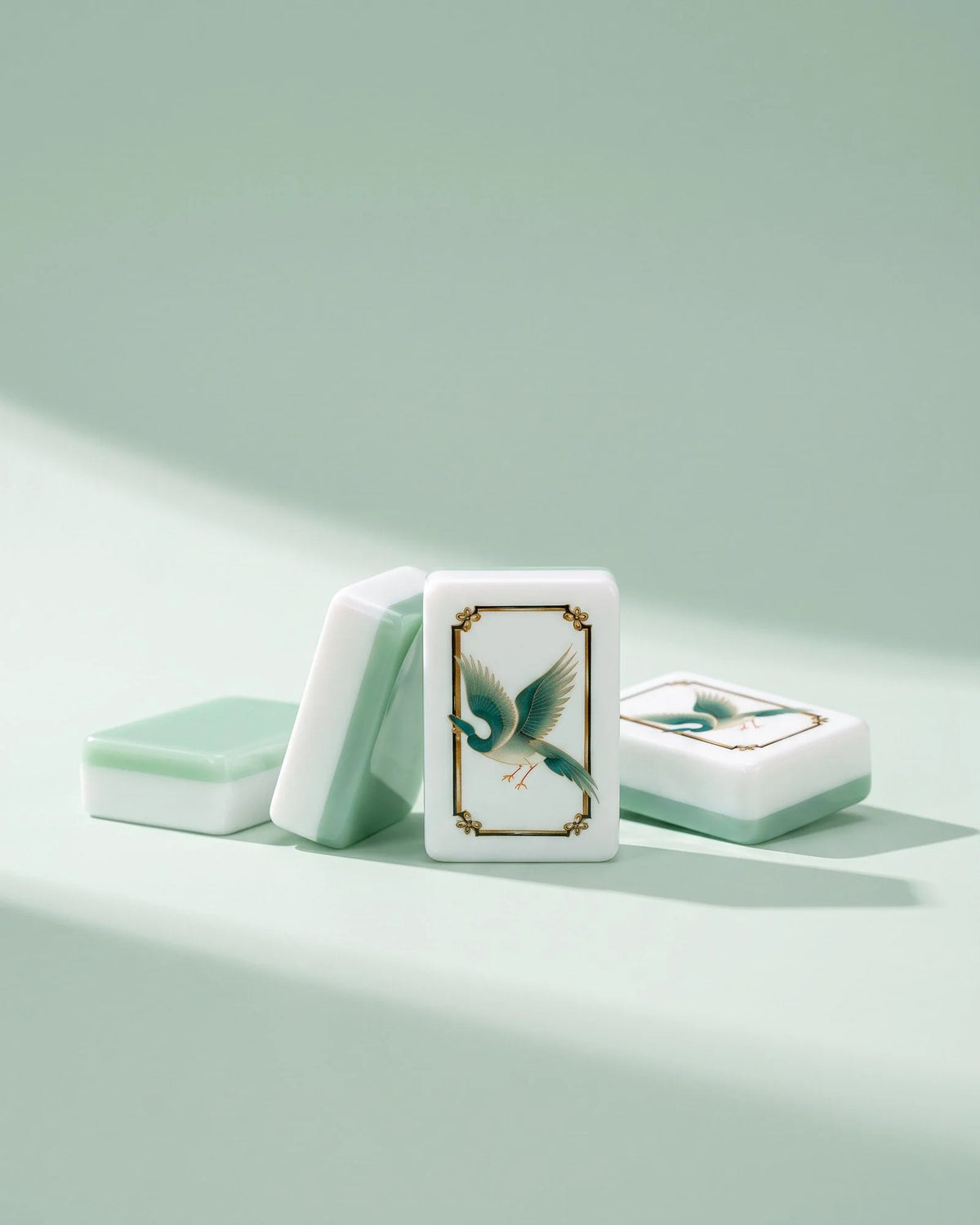 Elegant Crane Mahjong Set: four tiles from the set