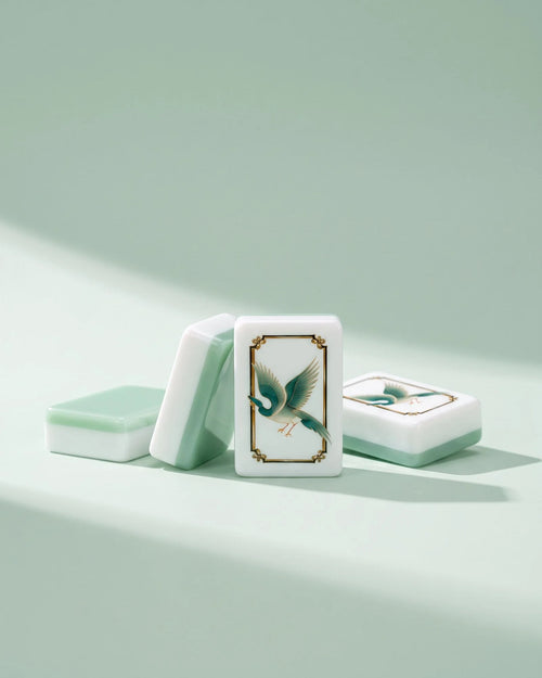 Elegant Crane Mahjong Set: four tiles from the set